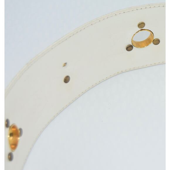 34Vintage Escada Champagne Metallic Gold Star Charm Leather Waist Belt 34 main image 5